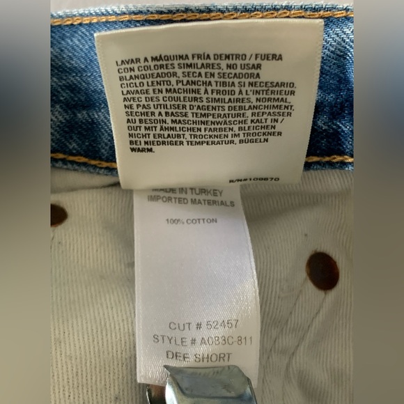 Agolde Distressed Blue Jean Shorts - Picture 6 of 9